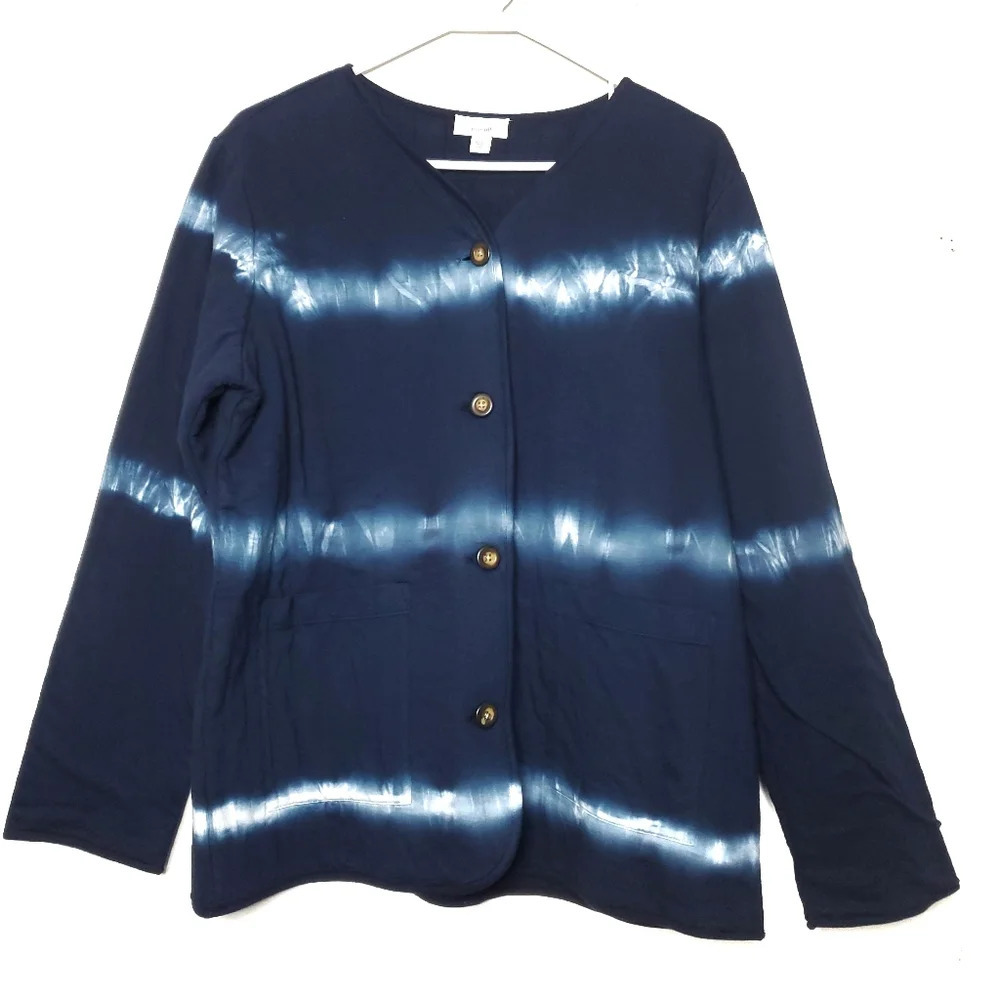 J.Jill Pure Jill Tie-Dyed Expressions Shirt Jacket Medium Dark Everyday …